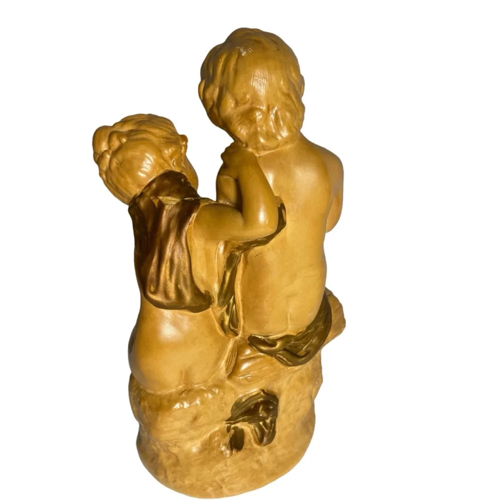REPAIRED Boy & Girl Young kids statue Italian Terracotta? Ceramic? Cherub
